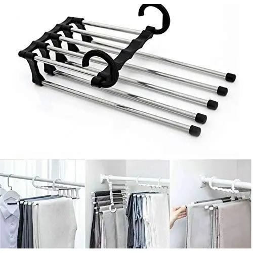 5pcs Random Color Fashion 5 in 1 Pant Rack Shelves Stainless Steel Clothes Hangers Multi-Functional Wardrobe Magic Hanger Decoration 5pcs Random Color Fashion 5 in 1 Pant Rack Shelves Stainless Steel Clothes Hangers Multi-Functional Wardrobe Magic Hanger Decoration