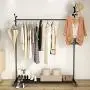 Cxjff Floor Standing Coat Rack Movable Hanger Clothes Bags Leisure 10 Hooks Easy Install, Iron (Color : Black, Size : 105x40x177cm)