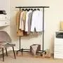 SONGMICS Clothing Garment Rack on Wheels, Heavy-Duty Clothes Rack, Collapsible, with Extendable Hanging Rail, Bottom Storage Shelf, Black UHSR13BK SONGMICS Clothing Garment Rack on Wheels, Heavy-Duty Clothes Rack, Collapsible, with Extendable Hanging Rail, Bottom Storage Shelf, Black UHSR13BK