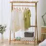 KXBYMX Bamboo Coat Rack Clothing Rack Clothes Hanger 2 Layer Shoes Rack Shelf Laundry Storage Rack -Multifunctional Coat Rack (Size : 160cm)