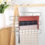 Eityilla S Type Clothes Pants Hangers Stainless Steel Space Saving Hangers 5 Layers Closet Storage Organizer for Jeans Trousers Tie Belt Scarf (6-Pieces)