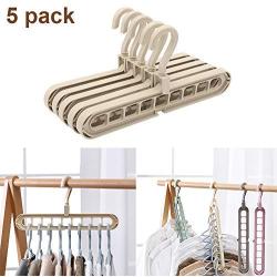 Pack of 5 Portable Clothes Magic Hangers Rack for Closet Space Saving, 360 Degree Rotation Adjustable Wardrobe Non Slip Plastic Hanging Rod Organizer Clothes Hanger Stand