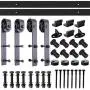 PeggyHD 12FT Heavy Duty Sliding Barn Door Hardware Kit Double Wood Door Track Roller Kit Wall Mounted J Shape Hanger (2 x Door Set) PeggyHD 12FT Heavy Duty Sliding Barn Door Hardware Kit Double Wood Door Track Roller Kit Wall Mounted J Shape Hanger (2 x Door Set)