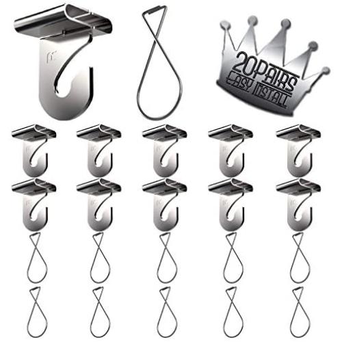 SEEMEY-Drop-Ceiling-Hooks Clip-Hooks-Suspended-Ceiling-Tile-Hooks T-Bar-Ceiling-Hooks Ceiling-Hooks-for- -Offices-Schools-Classroom-Wedding-Decorations-Hanging-Plants-Projection-Screen Metal Silver