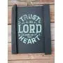 Vintage look TRUST IN THE LORD WITH ALL THINE HEART Chalk Couture style old time font jute hanger antique style primitive style. weathered wood sign