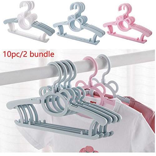 10pcs Home Drying Durable Clothes Hanger Portable Practical Baby Telescopic Multifunction Holder Cartoon Racks Non-Slip Children Random Color