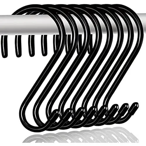 HiGift 8 Pack 6 inch Large S Hooks Heavy Duty Vinyl Coated Closet S Hook for Hanging, Non Slip Black Rubber Coated S Hooks for Hanging Plants Jeans Pot Pan Cups Towels Hats HiGift 8 Pack 6 inch Large S Hooks Heavy Duty Vinyl Coated Closet S Hook for Hanging, Non Slip Black Rubber Coated S Hooks for Hanging Plants Jeans Pot Pan Cups Towels Hats