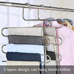 BKOYJ Pants Hangers S-Shape Trousers Hangers Stainless Steel Clothes Hangers Closet Space Saving for Pants Jeans Scarf Hanging Silver (4 Pack)