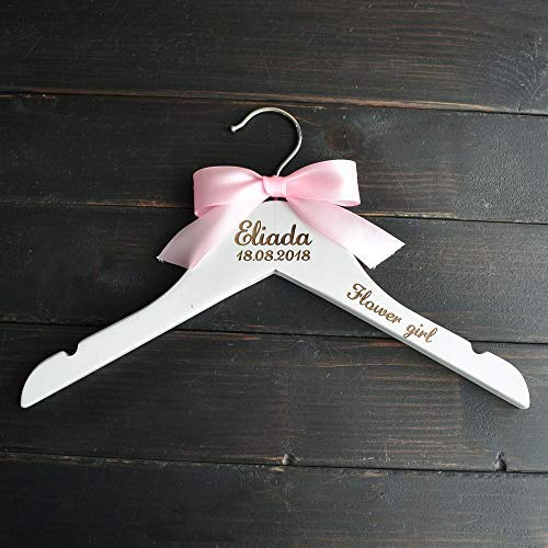 YZFGY Custom Flower Girl Hangers, Personalized Kids Hanger, Childrens Custom Hangers with Ribbon, Custom Kids Bridal Wedding Hangers Clothes Hanger (Size : Kids Hanger 30cm)