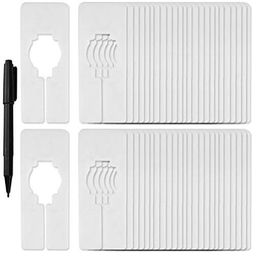 Blulu 50 Pack Clothing Rack Size Dividers Rectangular Hangers Dividers with 1 Piece Marker Pen