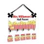 Personalizable Popcorn Theme Teacher Classroom Hall Passes Set with Hanger, School Locations Badges Personalizable Popcorn Theme Teacher Classroom Hall Passes Set with Hanger, School Locations Badges