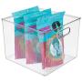 mDesign Plastic Food Storage Container Bin with Handles - for Kitchen, Pantry, Cabinet, Fridge/Freezer - Large Organizer for Snacks, Produce, Vegetables, Pasta - BPA Free, 10" Square, 2 Pack - Clear