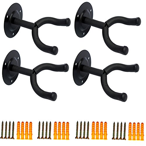 Wall Mounted Guitar Hanger Hook,Mandolin/Violin/Ukulele/Guitar Support Holder Stand Rack Round Base (4)