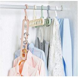 10pcs Random Color Multi-Functional 9 Holes Clothes Hanger Skirt Shirt Coat Drying Hang Rack Wardrobe Storage Organizer Space-Saving Cabide