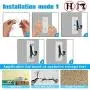 XYCING Coat Hook Hat Hooks with Non-Trace No Drilling Self Adhesive Hanging Nails, Clothing Hook Coat Hanger Entryway Hooks with Two Installtion Way (3 Packs, Flat Black)