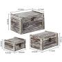 MyGift Set of 3 Rustic Torched Wood Nesting Storage Chests