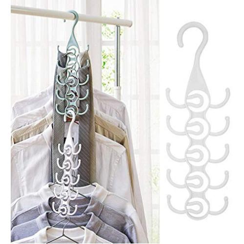 10 Hooks Clothes Hanger Storage Shelf Multi-Layer Tie Scarf Scarves Hanger Rack Neck Tie Belts Clothes Holder Organizer 5pcs Random Color