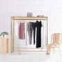 WZP Clothing Display Stand,Double-Sided Hanging Rod with Storage Board Clothing Display Stand,Household Coat Rack Hanger Bearing Strong/Golden / 120cm