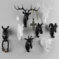 Creative Wall Decorations Animal Head Shaped Single Wall Hook / Hanger Resin Material for Hanging Clothes Coat Hats Keys Bags Purse Towels (Black Deer)