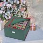 ProPik Holiday Ornament Storage Boxes Organizer Chest, Holds Up to 75 Ornaments Balls Divided On 3 Trays with Dividers to Organize Durable 600D Oxford Material (Green)