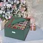 ProPik Holiday Ornament Storage Boxes Organizer Chest, Holds Up to 75 Ornaments Balls Divided On 3 Trays with Dividers to Organize Durable 600D Oxford Material (Green) ProPik Holiday Ornament Storage Boxes Organizer Chest, Holds Up to 75 Ornaments Balls Divided On 3 Trays with Dividers to Organize Durable 600D Oxford Material (Green)
