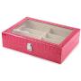 JOANNAS HOME 8 Slot Eyeglass Sunglass Storage Box, PU Leather Glasses Display Case Storage Organizer Collector (Rose Red)