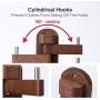 YI KUI Wall Shelves Wall Mounted Swivel Coat Rack 5 Hooks Rail Multi Foldable Arms Solid Oak Wood Towel Key Rack Clothes Hangers for Bathroom Entryway Bedroom Office Kitchen-Walnut Wood