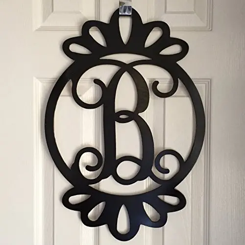 Loop Monogram Door Hanger - Spring Door Hanger - Wood Loop Door Monogram - Black Wood Monogram Hanger - Black Door Decoration