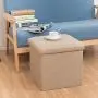 WoneNice Faux Leather Folding Storage Ottoman, Versatile Space-Saving Storage Toy Boxes with Memory Foam Seat, Max Load 100 kg, 12 x 12 x 12 Inch (Dark Brown)