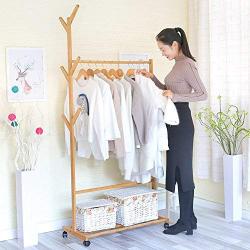 Tree racks and coat racks, Living room hangers, Bamboo floor clothes racks bedroom mobile storage rack-D