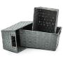 EZOWare Pack of 3 Paper Rope Woven Storage Baskets, Multipurpose Organizer Bins with Handles Perfect for Storing Small Household Item - Gray