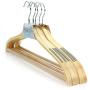HANGERWORLD 10 Laminated Wooden 18inch Clothes Coat Garment Hangers with Non Slip Plastic Coated Pants Bar