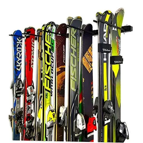 StoreYourBoard Omni Ski and Snowboard Wall Storage Rack, Holds 10 Pairs, Ski Wall Mount, Home and Garage Storage Hanger
