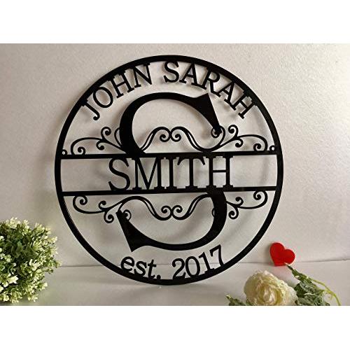 Personalized Family Last Name Sign Initial Split Letter Wreath Wedding Gift Custom First Names Est Year Established Sign Monogram Door Hanger Wall Decor Housewarming Gift for Couple Acrylic Wood Metal Personalized Family Last Name Sign Initial Split Letter Wreath Wedding Gift Custom First Names Est Year Established Sign Monogram Door Hanger Wall Decor Housewarming Gift for Couple Acrylic Wood Metal