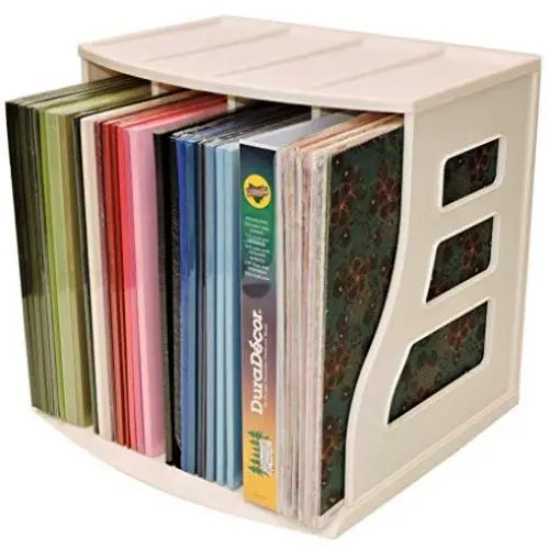 Paper Rack, Ring Binder Filing Stand, 12x12 Scrapbook Crate, Lever Arch Cube, Office Desktop Storage Organizer, LP Boxes Vinyl Record Holder, Holds Over 50 Albums Paper Rack, Ring Binder Filing Stand, 12x12 Scrapbook Crate, Lever Arch Cube, Office Desktop Storage Organizer, LP Boxes Vinyl Record Holder, Holds Over 50 Albums