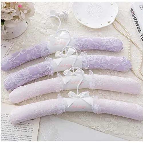 10pcs Random Color Top Grade Pretty Pink Purple Lace Satin Padded Clothes Hanger, Elegant Lace Wedding Dress Hanger for Bride Princess 10pcs Random Color Top Grade Pretty Pink Purple Lace Satin Padded Clothes Hanger, Elegant Lace Wedding Dress Hanger for Bride Princess