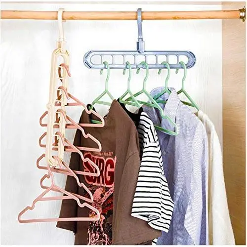 10pcs Random Color Multi-Port Support Circle Clothes Hanger Clothes Drying Rack Multifunction Plastic Scarf Clothes Hangers Hangers Storage Racks
