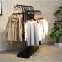 WZP Clothing Display Stand Double Row of Island Clothing Rack,Clothing Store Hook Display Stand,Display Stand Floor Wrought Iron Hanger Rack Floor-Standing/Black / 150CM