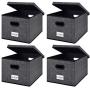 homyfort Collapsible File Storage Boxes Bins with Removable Lids,Portable Office Document Organizer,Decorative Boxes with Plastic Handles,Large Black with Grid Printing Set of 4 homyfort Collapsible File Storage Boxes Bins with Removable Lids,Portable Office Document Organizer,Decorative Boxes with Plastic Handles,Large Black with Grid Printing Set of 4