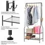 LANGRIA Heavy Duty Commercial Grade Clothing Garment Rack, 2-Tier Entryway Metal Coat Rack and Shoe Bench Storage Stand with Single Rod and 4 Hooks for Home Office Bedroom Max Capacity 66.1lbs, Black LANGRIA Heavy Duty Commercial Grade Clothing Garment Rack, 2-Tier Entryway Metal Coat Rack and Shoe Bench Storage Stand with Single Rod and 4 Hooks for Home Office Bedroom Max Capacity 66.1lbs, Black