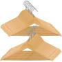 Wood Clothes Hangers 20 Pack, 360° Swivel Hook Suit Hanger, Heavy Duty Smooth Finish Wooden Coat Hangers with Notches & Non Slip Pants Bar for Jacket, Sweater, Camisole, Pants, Dresses, Shirts, Hoodie