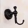 YoungE Black Oil Rubbed Bronze Bathroom Robe Towel Hook,Double Towel Hooks Wall Mounted Clothes Hanger Brass Carved