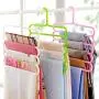 Baiyu Multi-Purpose Clothes Hanger Plastic 5 Layers Pants Trousers Hanger Holder Clothes Rack Drying Holder Necktie Belt Tie Scarf Towels Non-Slip Hanger Storage Organizer 33.5cm*34cm