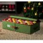 ZOBER Underbed Christmas Ornament Storage Boxes Zippered Closure - Stores up to 64 of The 3-inch Standard Christmas Ornaments, and Xmas Holiday Accessories Storage Container with Dividers & Two Handles