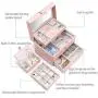Vlando Mirrored 3 Layers Jewelry Boxes Organizer with Handle, One-Handed High Capacity Soft PU Leather Wooden Decorative Jewelry Storage Case for Bracelets, Earrings, Rings, Necklaces, Brooches (Pink) Vlando Mirrored 3 Layers Jewelry Boxes Organizer with Handle, One-Handed High Capacity Soft PU Leather Wooden Decorative Jewelry Storage Case for Bracelets, Earrings, Rings, Necklaces, Brooches (Pink)