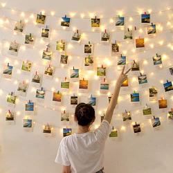 LED Photo Clips String Lights, Battery Operated - Features Movable Photo Clips - Long Lasting Heavy Duty - Ideal for Hanging Pictures, Cards, Artwork, Decorations,50 LEDs