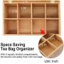 BEEBO BEABO Tea Boxes Storage Bamboo with Drawer,Nature Tea Bag Organizer 8 Compartments for Coffee,Tea,Sugar Packets,Sweeteners,Creamers,Drink Pods and More