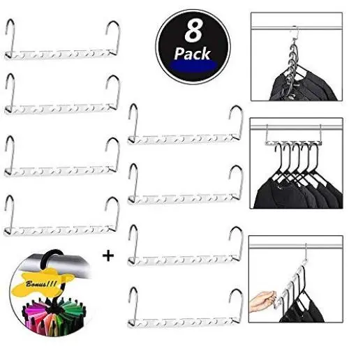 HUSTON LOWELL Space Saving Hangers Wonder Metal Clothes Hangers Stainless Steel 6X2 Slots Magic Hanger Cascading Hanger Updated Hook Design Closet Organizer Hanger+Rotating Ties Scarf Hanger HUSTON LOWELL Space Saving Hangers Wonder Metal Clothes Hangers Stainless Steel 6X2 Slots Magic Hanger Cascading Hanger Updated Hook Design Closet Organizer Hanger+Rotating Ties Scarf Hanger