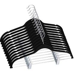 Velvet Skirt Hangers with Clips 12 Pack Non Slip Velvet Clothes Hangers with Notches for Pants and Coat Slim and Heavy Duty