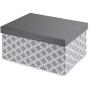 Pop n Store Decorative Storage Boxes with Lid - Collapsible and Stackable - Medium Document Boxes Aztec Gray Print - Interior Size (12